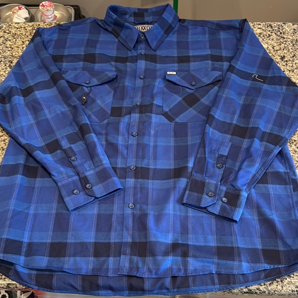 Dixxon Dawson Blue Plaid Men's Shirt size 5XL